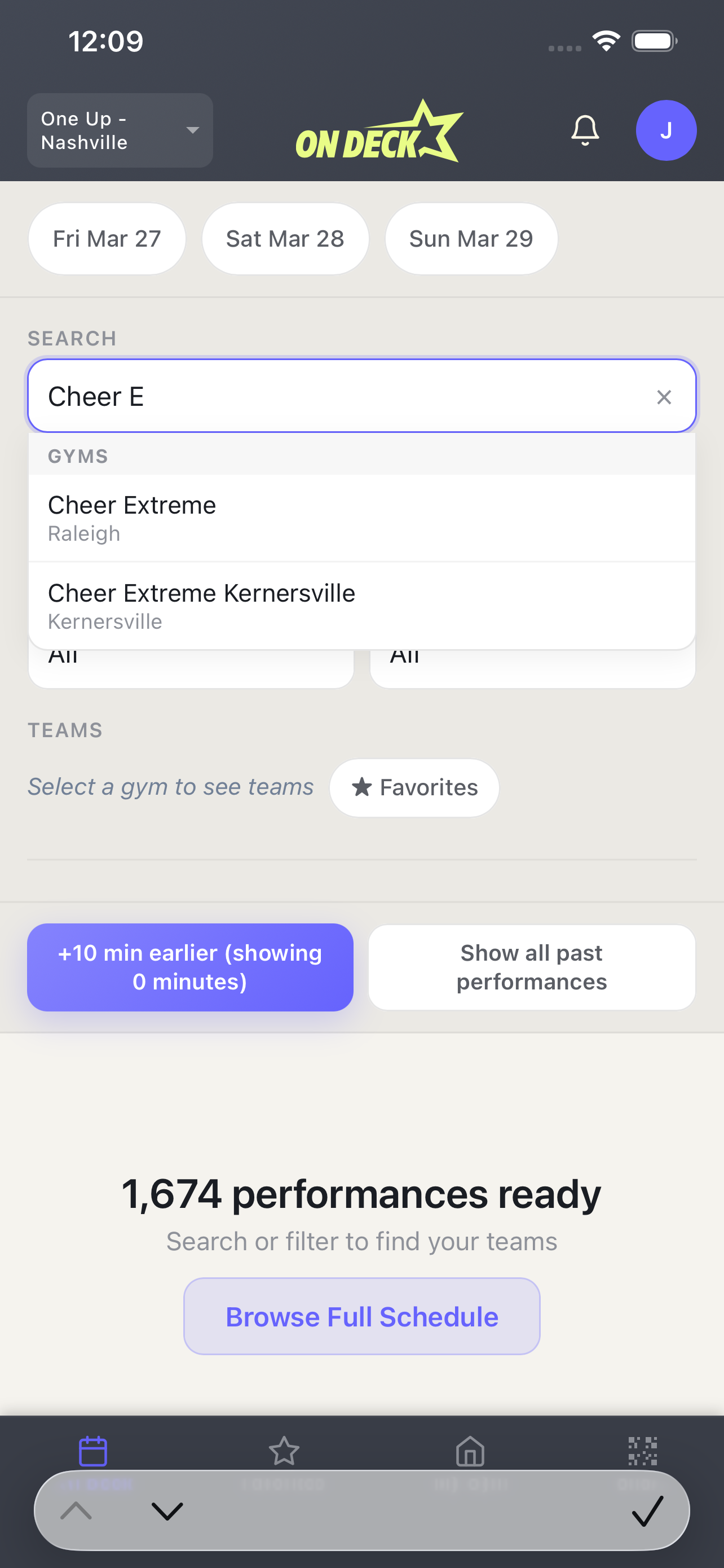 Searching for gyms while offline — schedule works without connectivity